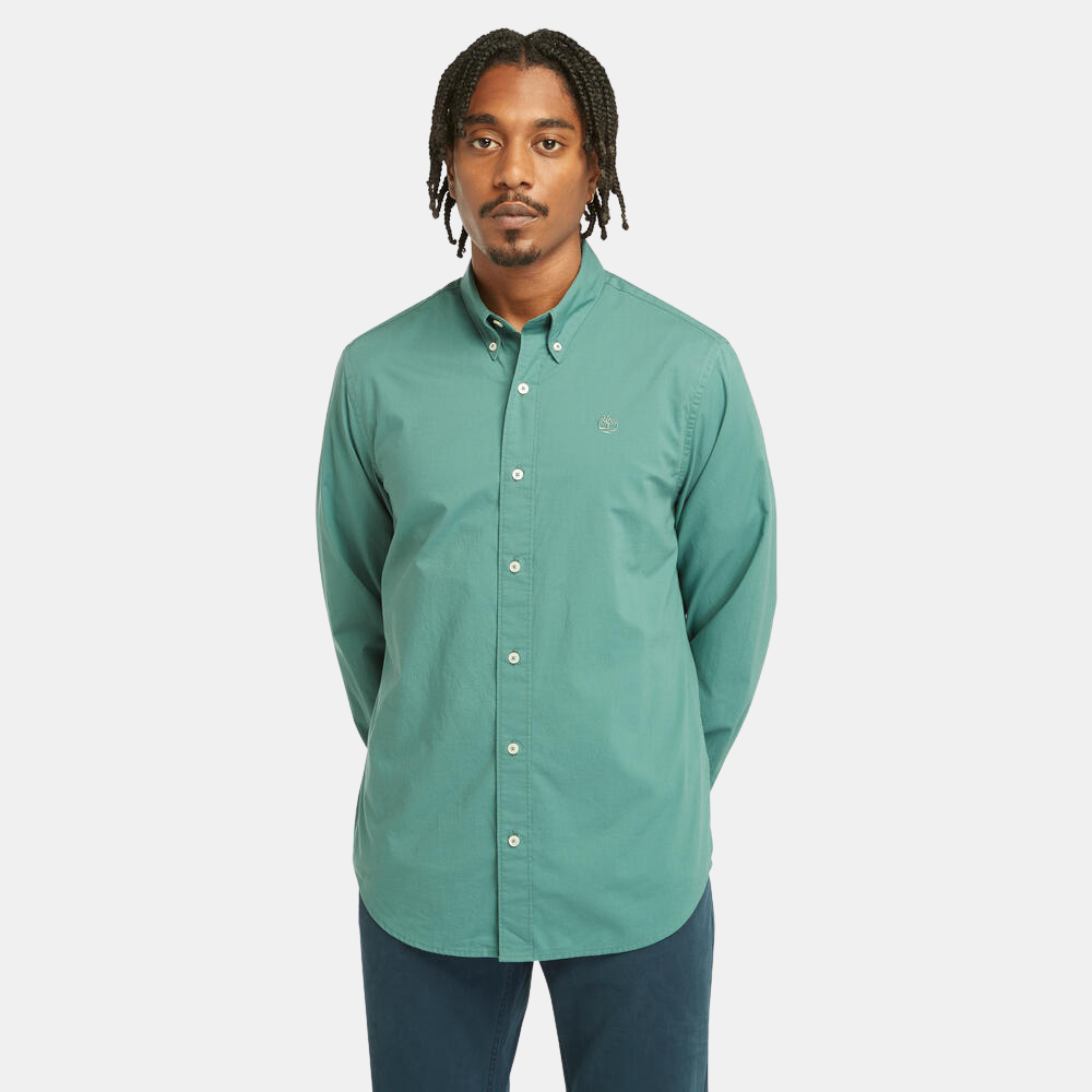 Regular Fit Stretch Poplin Shirt For Men In Teal – Timberland