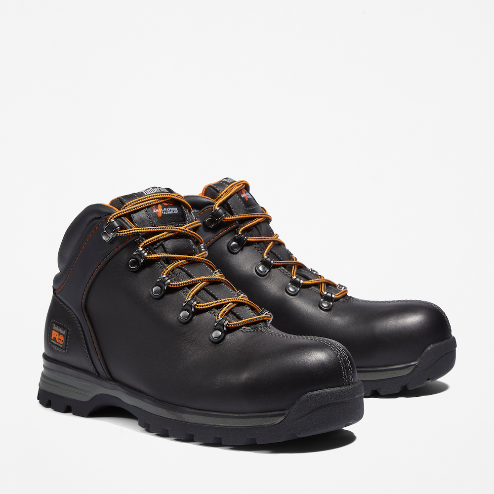 Timberland® PRO Splitrock XT Composite Safety-Toe Work Boot for Men. Brown work boot featuring a composite safety toe for protection, puncture-resistant outsole for added safety, slip-resistant tread for traction, and anti-fatigue technology for all-day comfort. Perfect for demanding work environments.