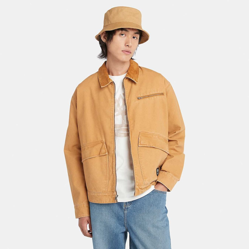 Wheat Stafford® Washed Canvas Jacket for Men. Premium washed canvas for a soft, comfortable feel. Classic trucker jacket silhouette for a timeless look. Button-up front closure