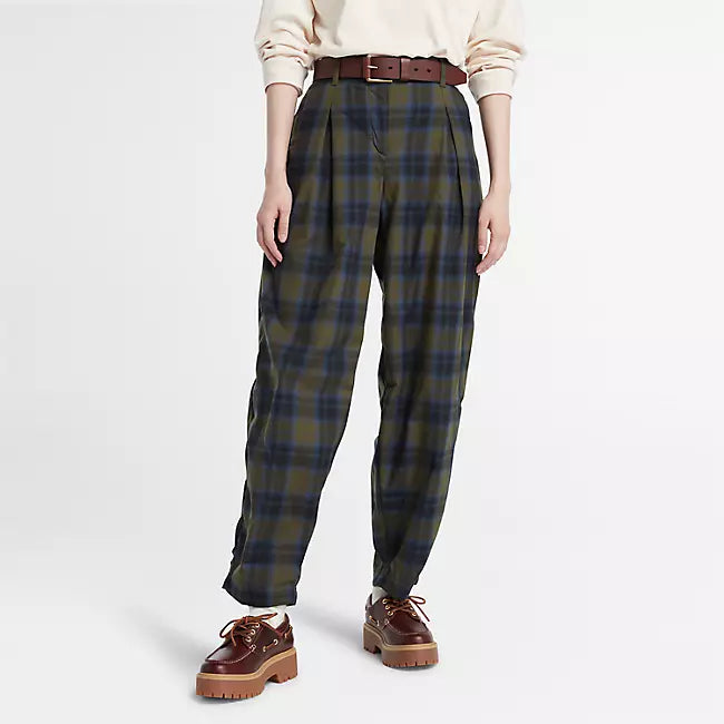 TIMBERLAND PLAID TROUSERS FOR WOMEN IN GREEN