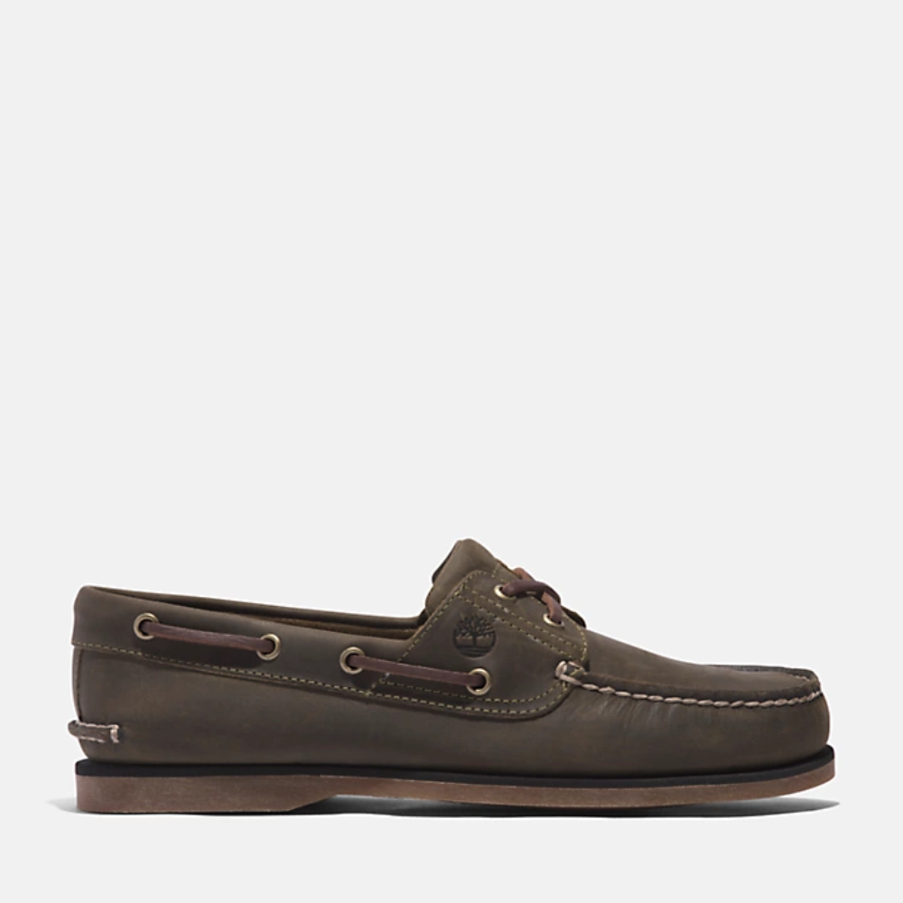 Timberland Classic Leather Boat Shoe For Men In Dark Green