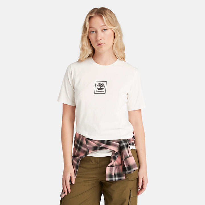 TIMBERLAND STACK LOGO T-SHIRT FOR WOMEN IN WHITE