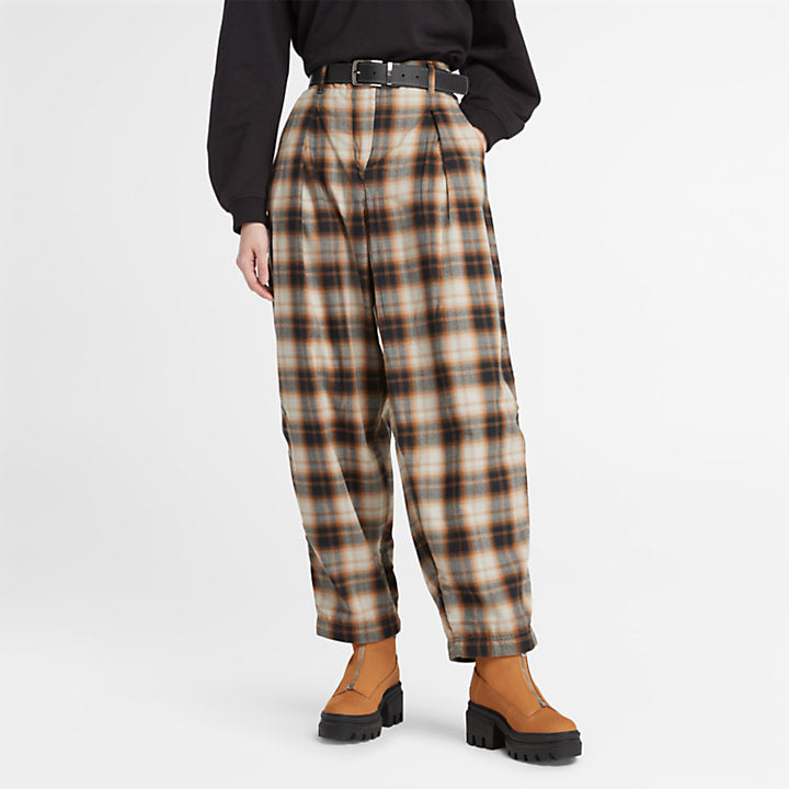 TIMBERLAND PLAID TROUSERS FOR WOMEN IN BROWN