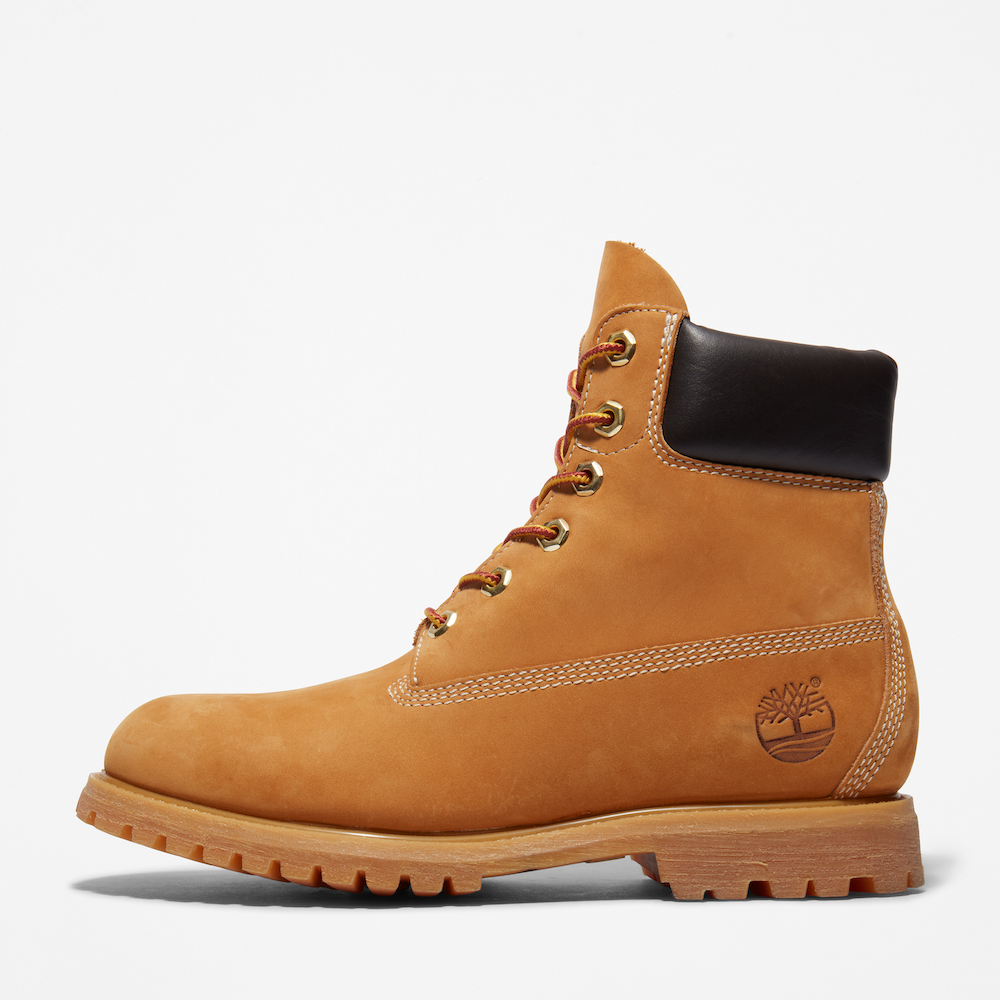 Wheat TimberlandÂ® 6-Inch Boot for Women. Waterproof leather, padded collar, lace-up closure. Durable outsole for all terrains. Classic style for everyday adventures.