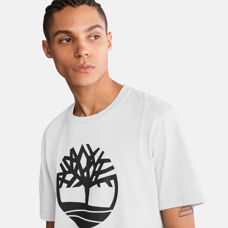 TIMBERLAND KENNEBEC RIVER TREE LOGO T-SHIRT FOR MEN IN WHITE