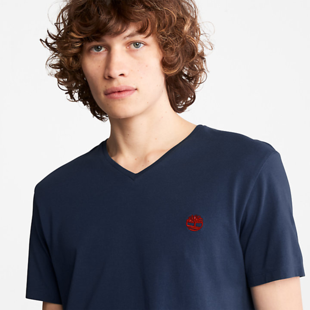 TIMBERLAND DUNSTAN RIVER V-NECK T-SHIRT FOR MEN IN NAVY