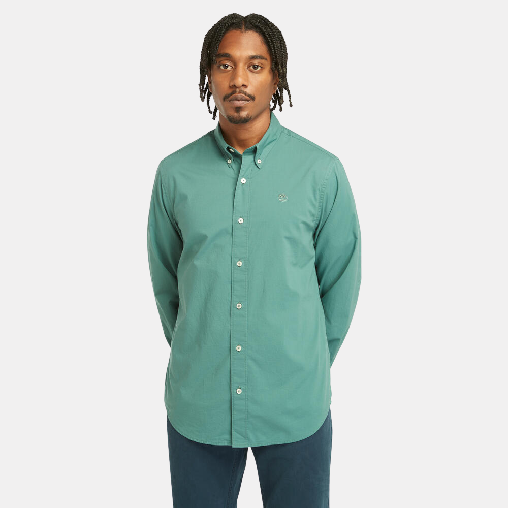 TIMBERLAND REGULAR FIT STRETCH POPLIN SHIRT FOR MEN IN TEAL