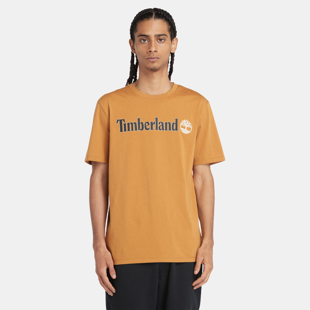 TIMBERLAND KENNEBEC RIVER REGULAR FIT LINEAR LOGO T-SHIRT FOR MEN IN WHEAT