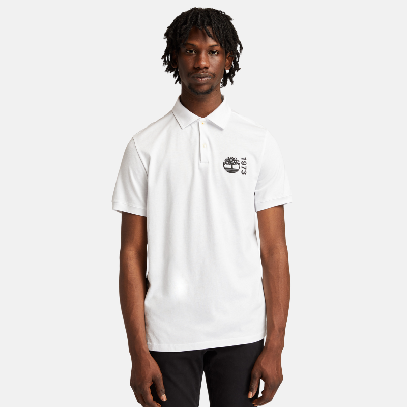 TIMBERLAND SIGNATURE REGULAR FIT POLO FOR MEN IN WHITE