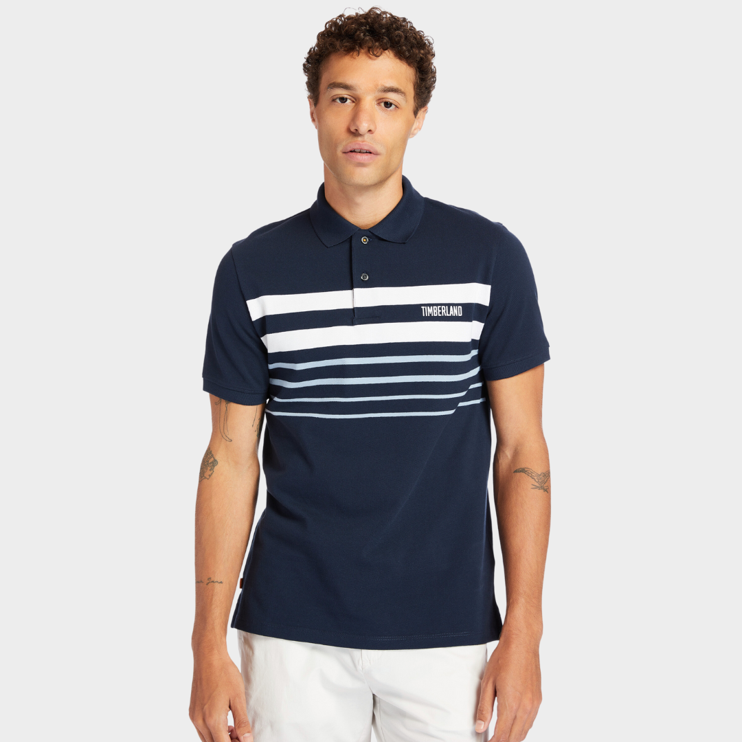 TIMBERLAND MILLERS RIVER PLACEMENT POLO SHIRT FOR MEN IN NAVY