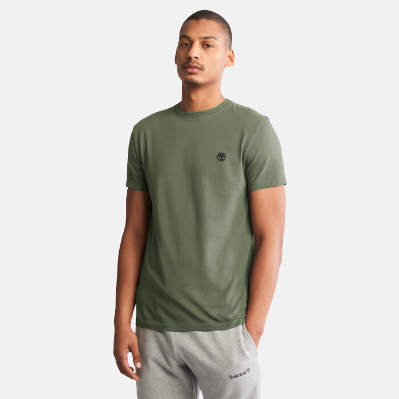 TIMBERLAND DUNSTAN RIVER SLIM- FIT  CREW NECK T-SHIRT FOR MEN IN ARMY GREEN