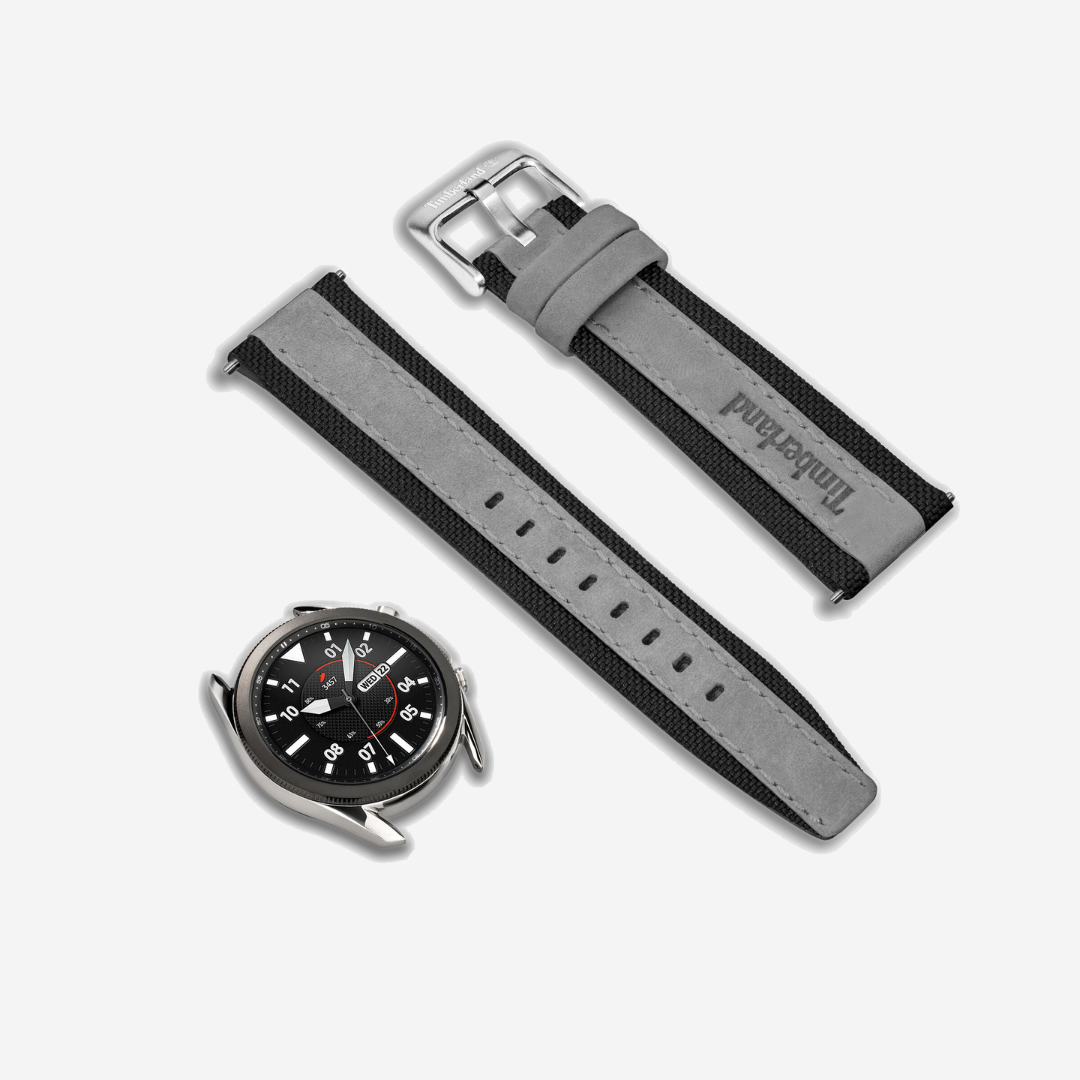 Timberland interchangeable leather watch strap.