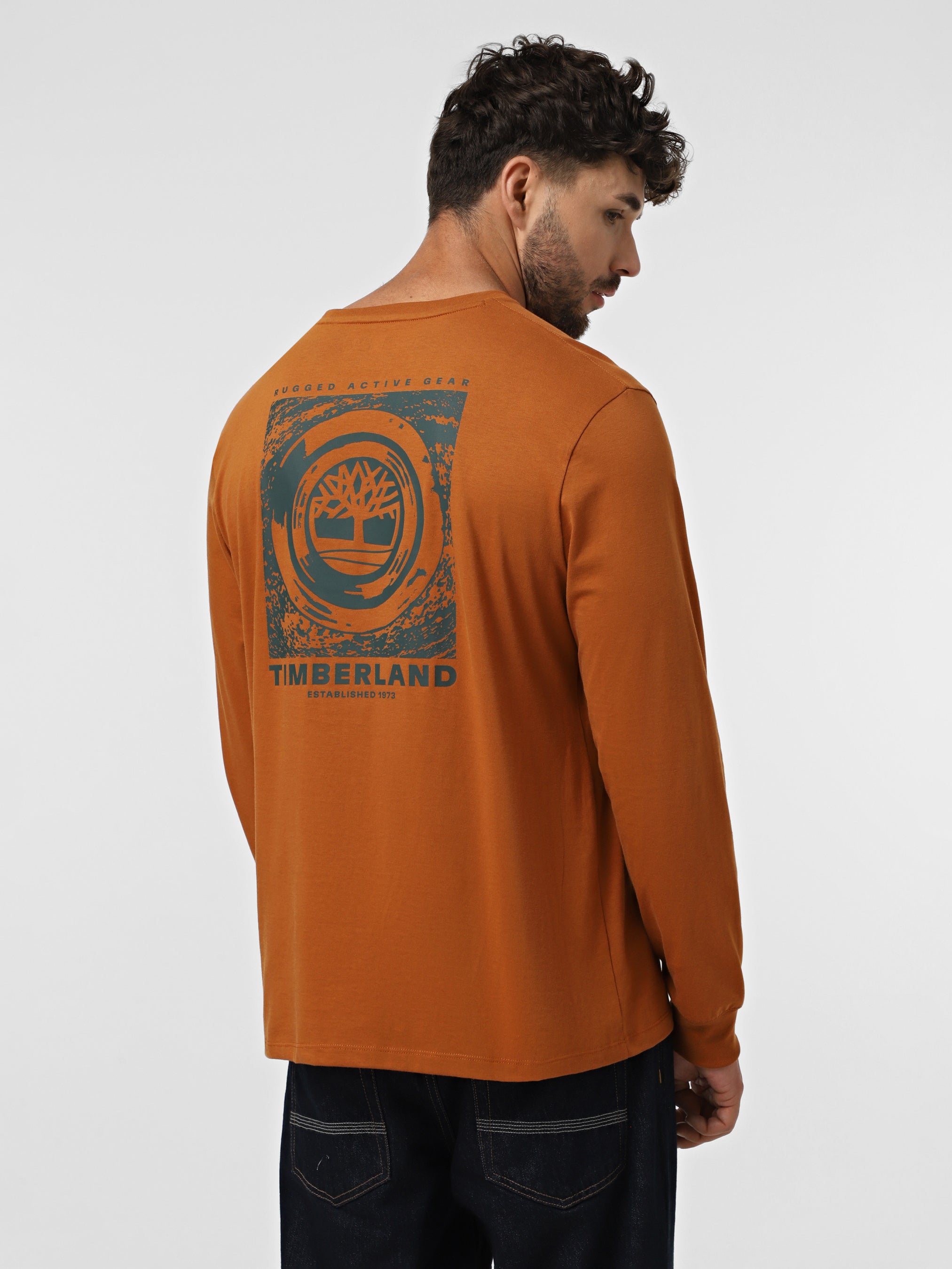 'Rugged Logo'' Long Sleeve Graphic T-Shirt For Men