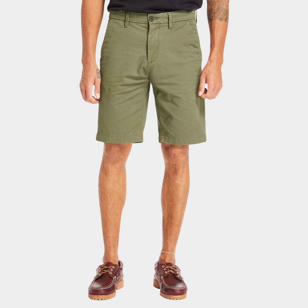 TIMBERLAND SQUAM LAKE STRETCH TWILL STRAIGHT SHORTS FOR MEN IN GREEN