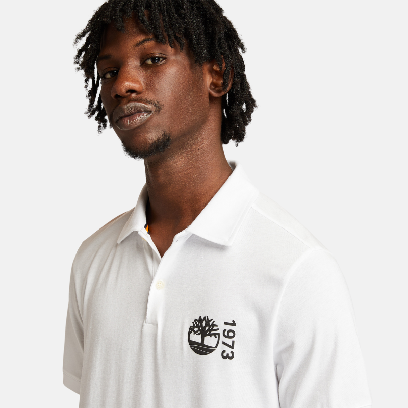 TIMBERLAND SIGNATURE REGULAR FIT POLO FOR MEN IN WHITE