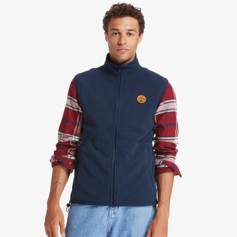 Mix Media Full-Zip Fleece Vest For Men In Navy – Timberland South