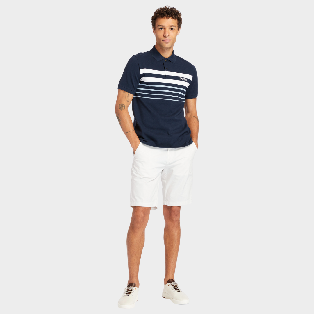 TIMBERLAND MILLERS RIVER PLACEMENT POLO SHIRT FOR MEN IN NAVY