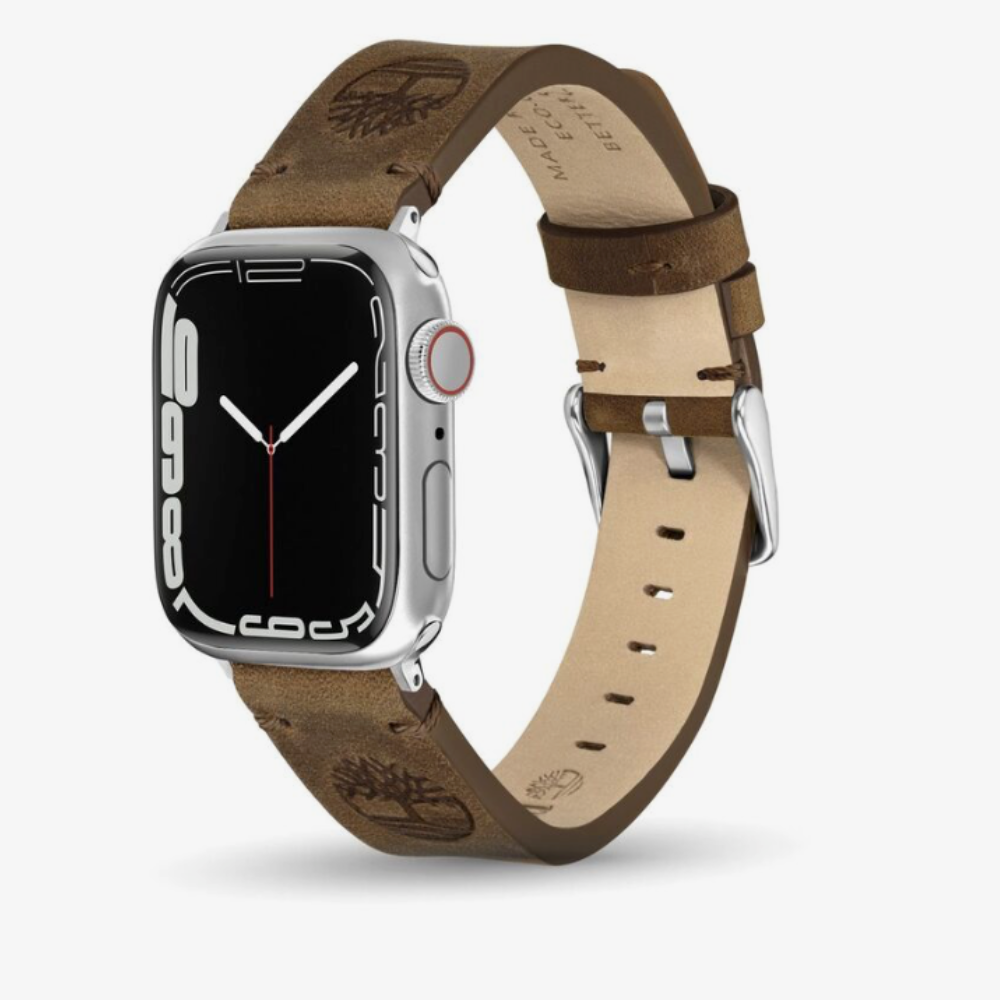 Brown TimberlandÂ® Ashby Watch Strap. Genuine leather construction for luxury and durability. Brown color for timeless style. Smart cut-edge construction for clean look. Stainless steel buckle for secure fit