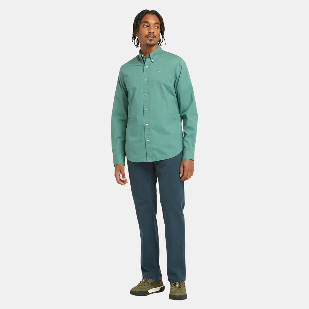 TIMBERLAND REGULAR FIT STRETCH POPLIN SHIRT FOR MEN IN TEAL