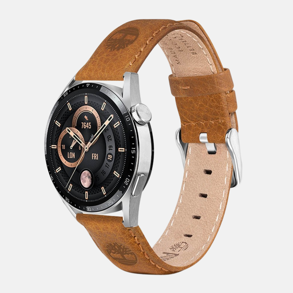 TimberlandÂ® Lacandon Watch Strap in Wheat Leather. Genuine leather construction for luxury and durability. Warm wheat color for versatile style. Padded design for comfort. Available in multiple widths (specify width when purchasing) for most watches. Buckle closure for easy attachment and secure fit. Elevates everyday timepieces and adds sophistication to any outfit.