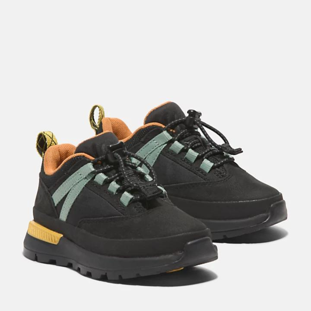 TIMBERLAND EURO TREKKER LOW LACE UP SNEAKER FOR TODDLER IN BLACK & GREEN