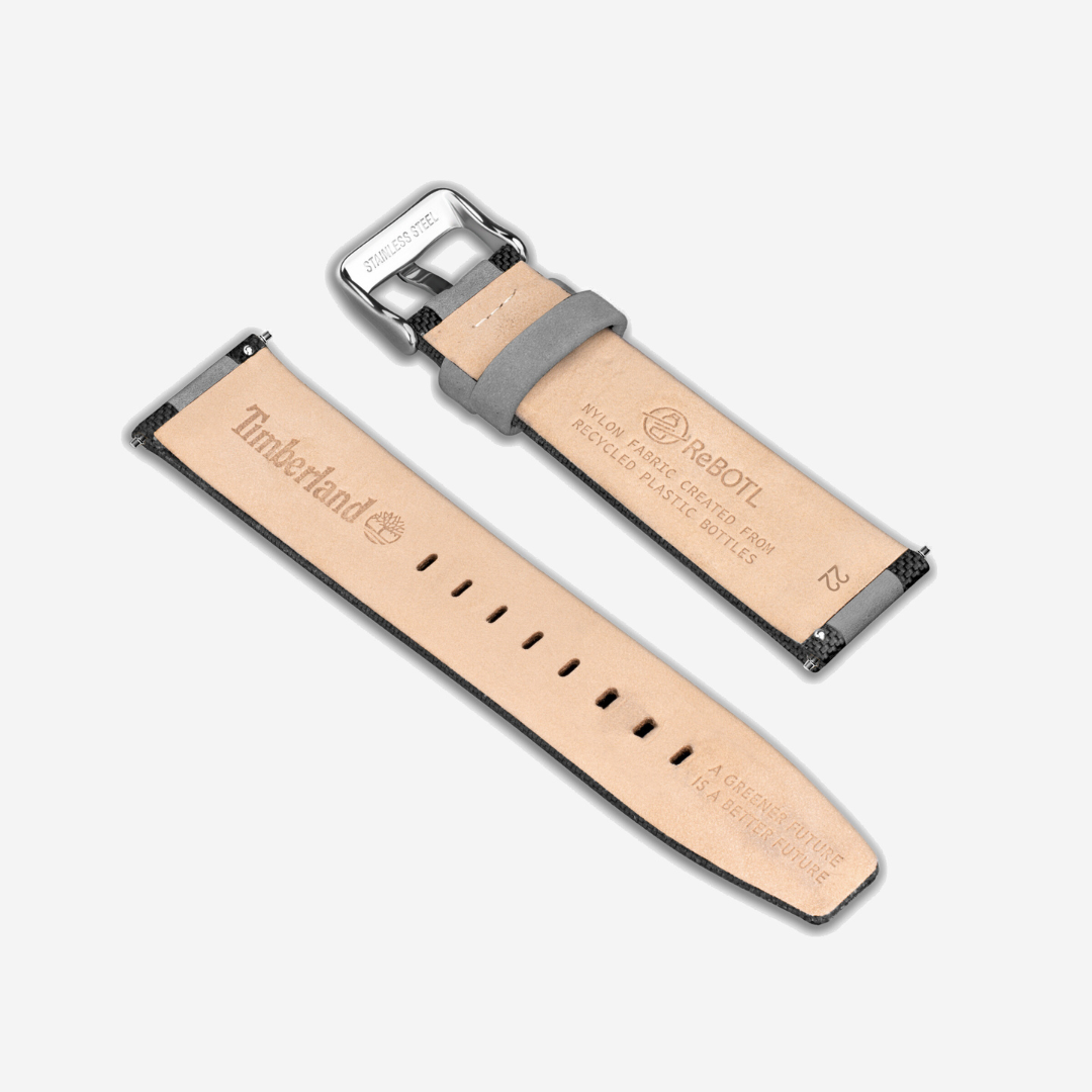 Timberland interchangeable leather watch strap.