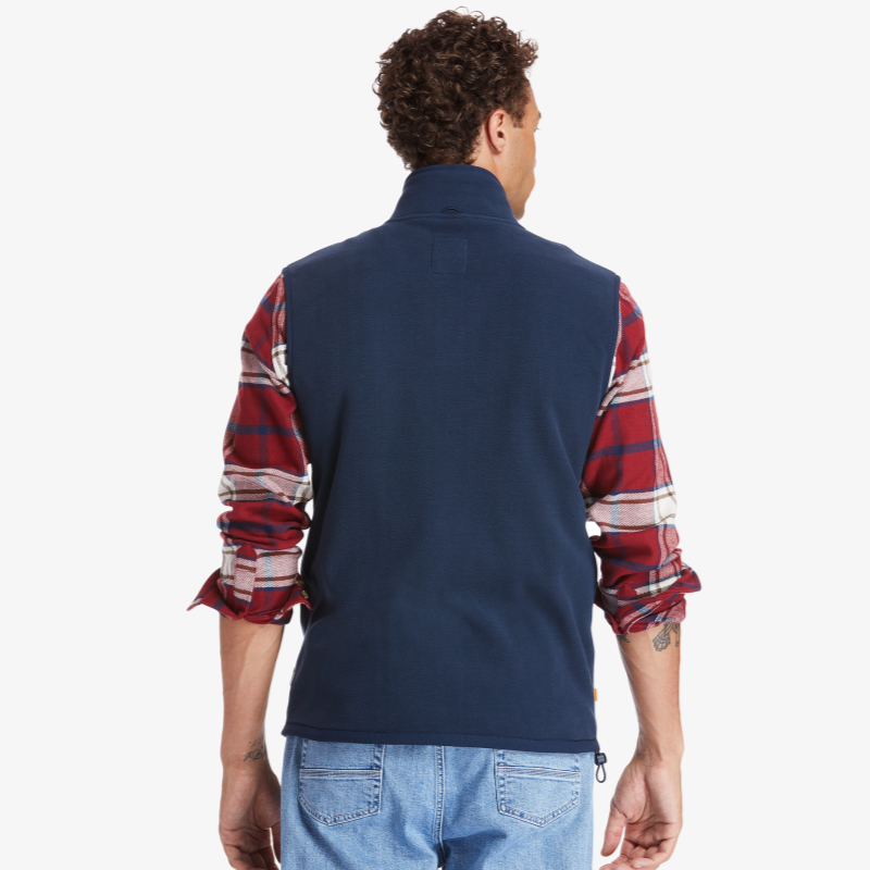 TIMBERLAND MIX MEDIA FULL-ZIP FLEECE VEST FOR MEN IN NAVY