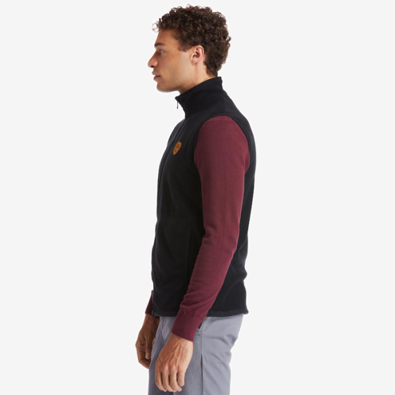 TIMBERLAND MIX MEDIA FULL-ZIP FLEECE VEST FOR MEN IN BLACK