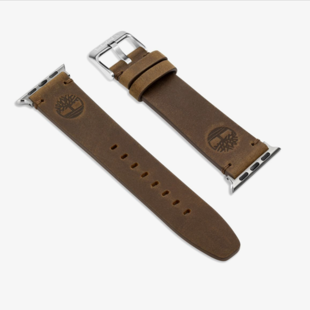 Brown TimberlandÂ® Ashby Watch Strap. Genuine leather construction for luxury and durability. Brown color for timeless style. Smart cut-edge construction for clean look. Stainless steel buckle for secure fit