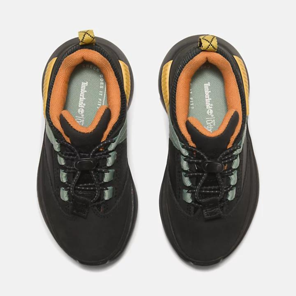 TIMBERLAND EURO TREKKER LOW LACE UP SNEAKER FOR TODDLER IN BLACK & GREEN