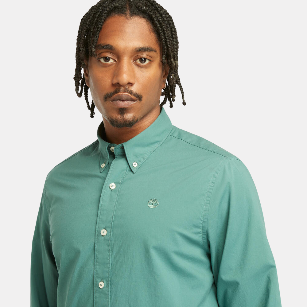 TIMBERLAND REGULAR FIT STRETCH POPLIN SHIRT FOR MEN IN TEAL