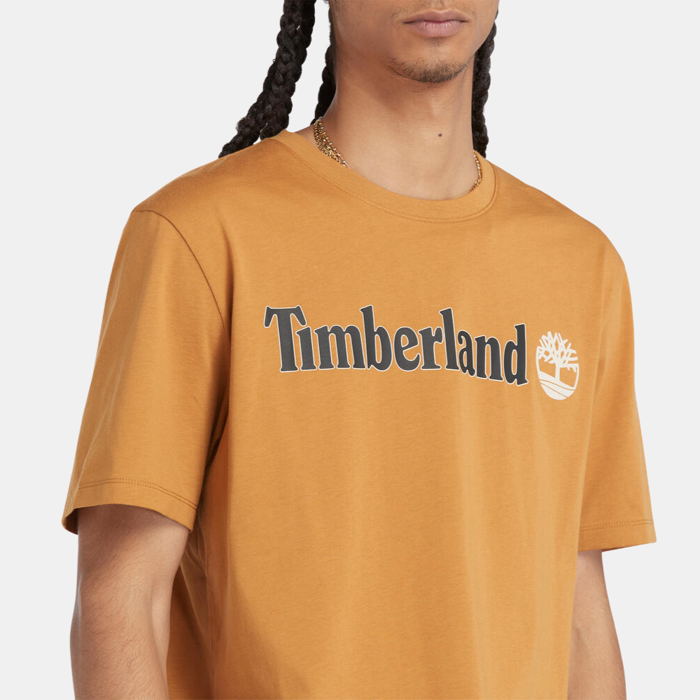 TIMBERLAND KENNEBEC RIVER REGULAR FIT LINEAR LOGO T-SHIRT FOR MEN IN WHEAT