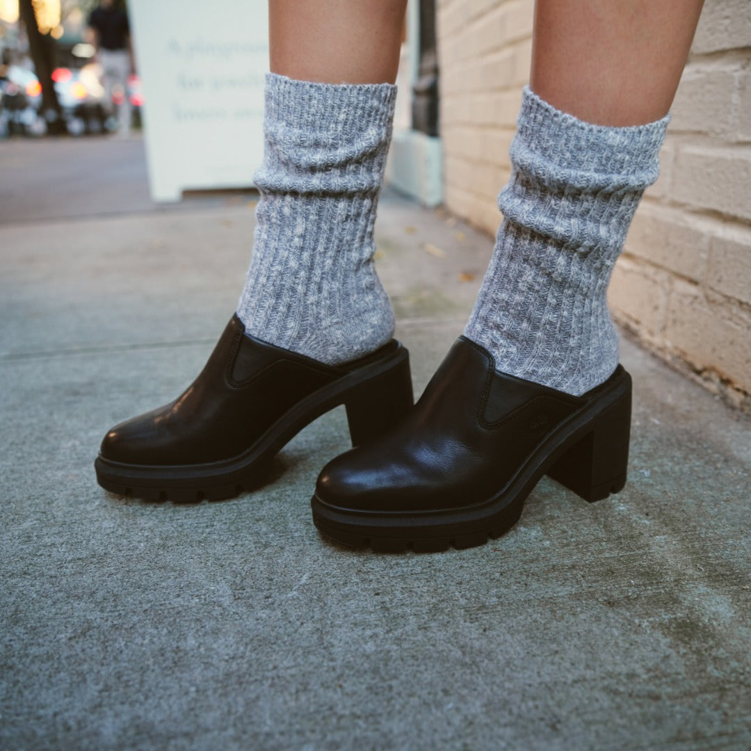 TIMBERLAND ALLINGTON HEIGHTS HEELED CLOG SHOE FOR WOMEN IN BLACK