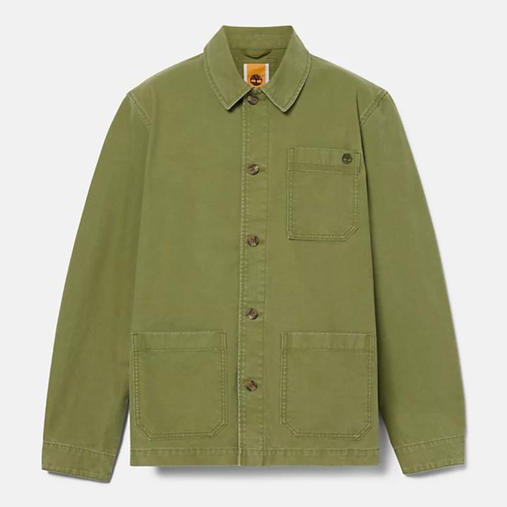 TIMBERLAND KEMPSHIRE WASHED CANVAS CHORE JACKET FOR MEN IN KHAKI GREEN