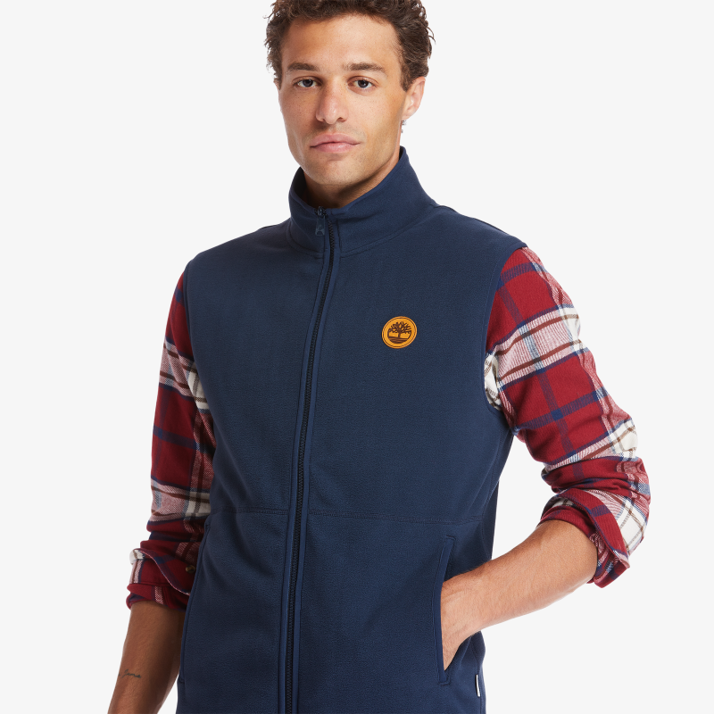 TIMBERLAND MIX MEDIA FULL-ZIP FLEECE VEST FOR MEN IN NAVY