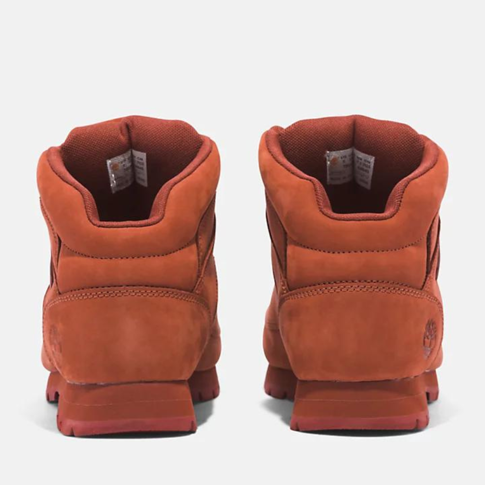 Timberland Euro Sprint Mid Lace Up Boot for Men in Deep Rust Nubuck. Mid-ankle boot featuring deep rust colored nubuck upper, supportive design, lightweight construction, and lace-up closure for a secure fit. Perfect for hiking and outdoor adventures.