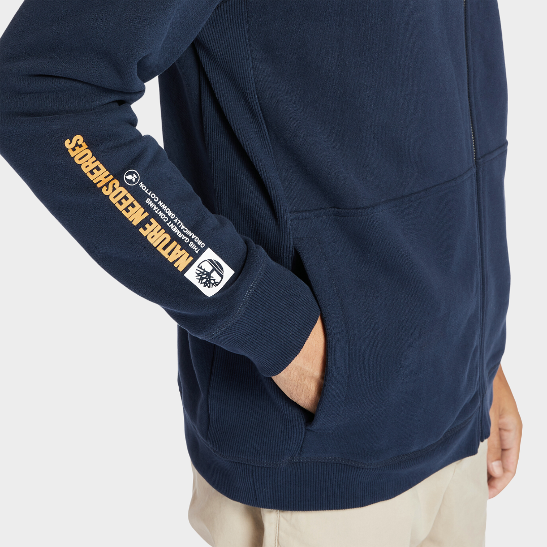 TIMBERLAND NATURE NEEDS HERO ZIP HOODIE FOR MEN IN NAVY