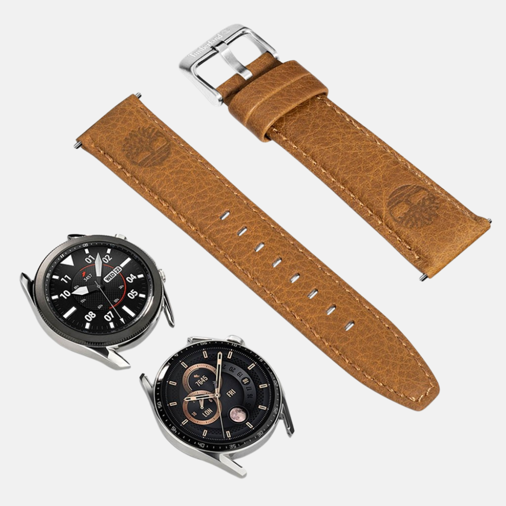 TimberlandÂ® Lacandon Watch Strap in Wheat Leather. Genuine leather construction for luxury and durability. Warm wheat color for versatile style. Padded design for comfort. Available in multiple widths (specify width when purchasing) for most watches. Buckle closure for easy attachment and secure fit. Elevates everyday timepieces and adds sophistication to any outfit.