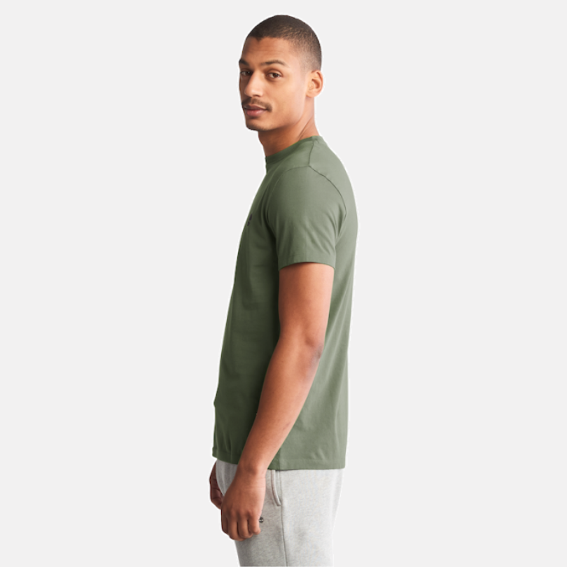 TIMBERLAND DUNSTAN RIVER SLIM- FIT  CREW NECK T-SHIRT FOR MEN IN ARMY GREEN