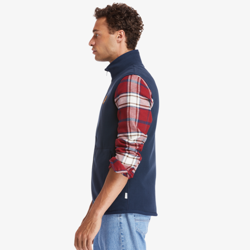 TIMBERLAND MIX MEDIA FULL-ZIP FLEECE VEST FOR MEN IN NAVY