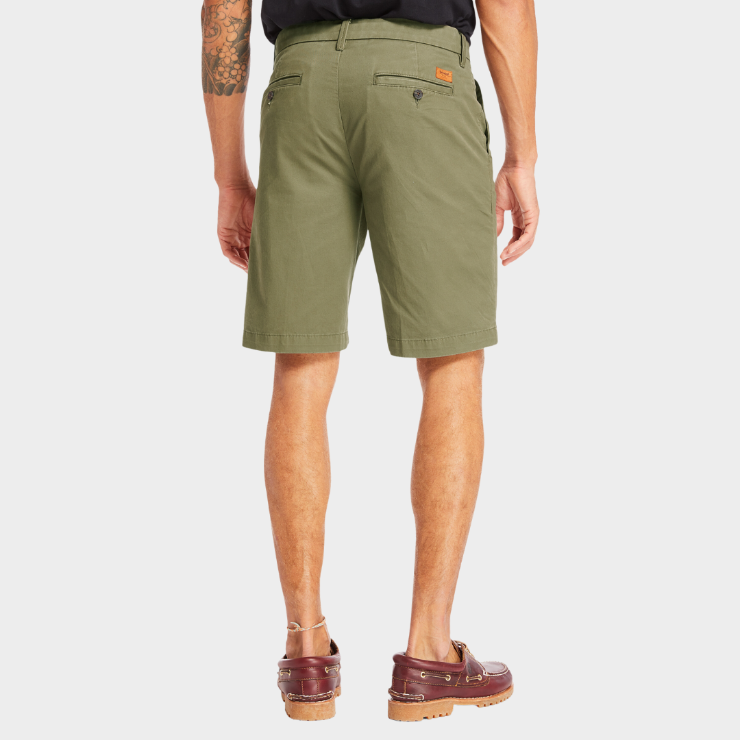 TIMBERLAND SQUAM LAKE STRETCH TWILL STRAIGHT SHORTS FOR MEN IN GREEN