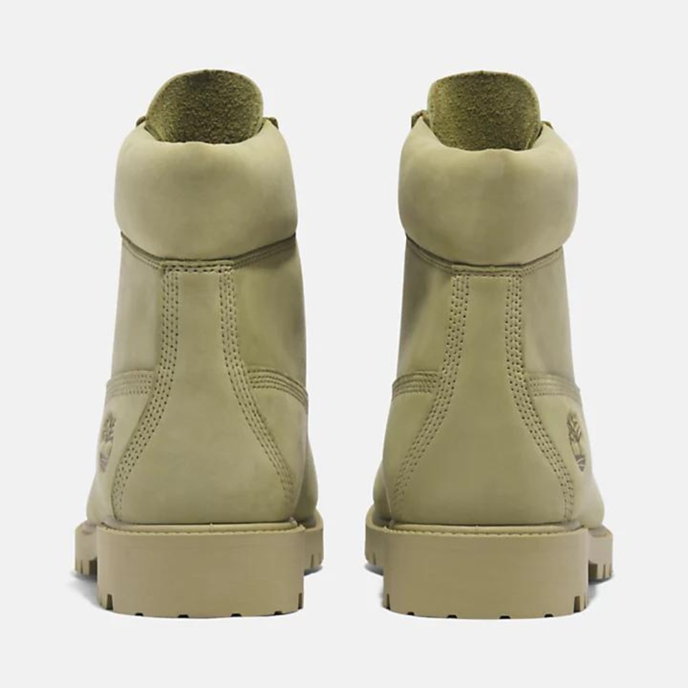 Light green Timberland¡ Heritage 6-Inch Boot for Men. Unique light green leather boot featuring a classic 6-inch silhouette. Waterproof construction keeps feet dry. Padded collar for comfort, lace-up closure for secure fit. Durable outsole delivers traction