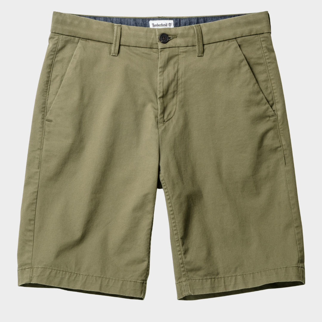 TIMBERLAND SQUAM LAKE STRETCH TWILL STRAIGHT SHORTS FOR MEN IN GREEN