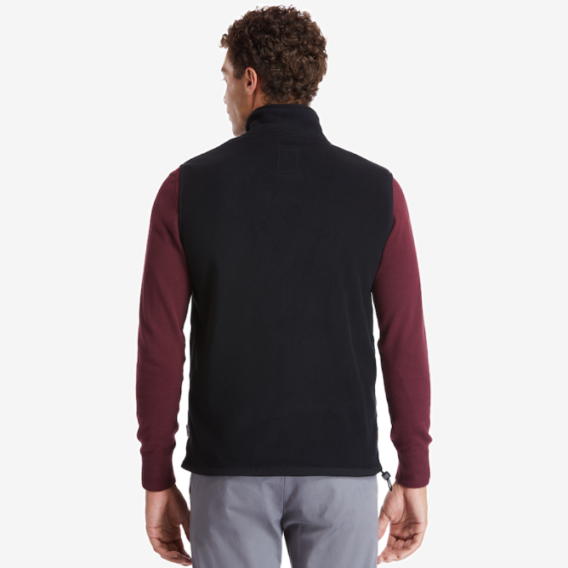 TIMBERLAND MIX MEDIA FULL-ZIP FLEECE VEST FOR MEN IN BLACK