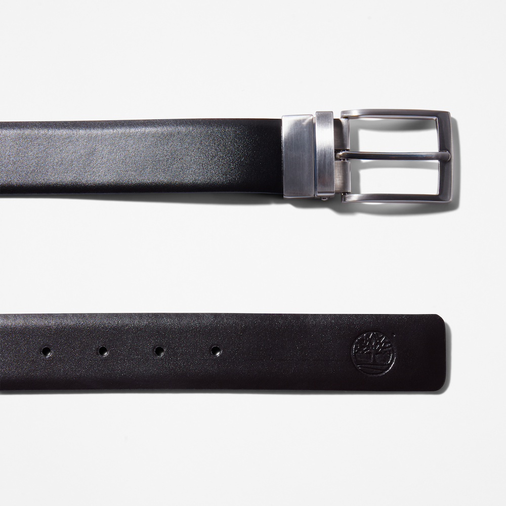 Black Timberland® Reversible Leather Belt. Black leather belt with a reversible design.  Full-grain leather for quality and durability.