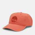 TimberlandÂ® Soundview Cotton Canvas Baseball Cap in Coral. Coral cotton canvas baseball cap with embroidered eyelets and adjustable strap. Lightweight and comfortable for casual wear or sun protection. Classic design with a vibrant summery touch.