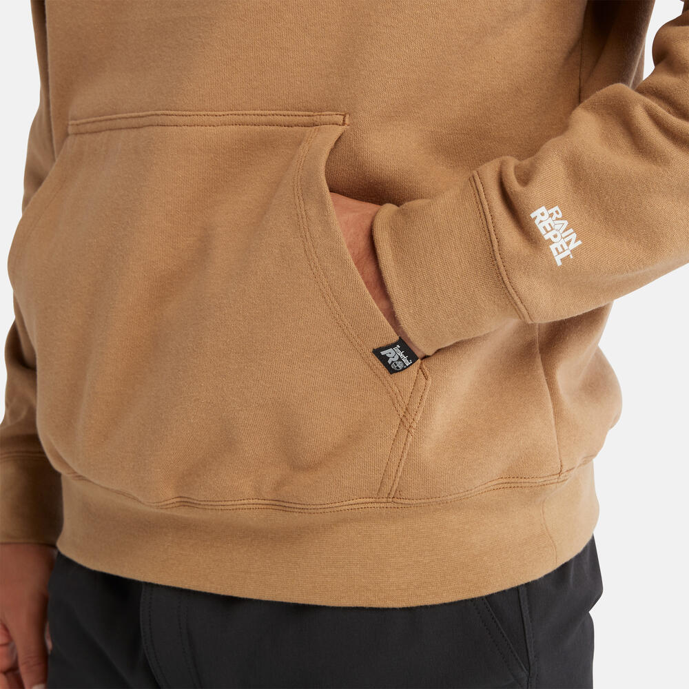 Timberland PRO Hood Honcho Sport Hoodie in Dark Wheat. Durable workwear hoodie with hidden phone pocket. Relaxed fit for comfort. Great for professionals.