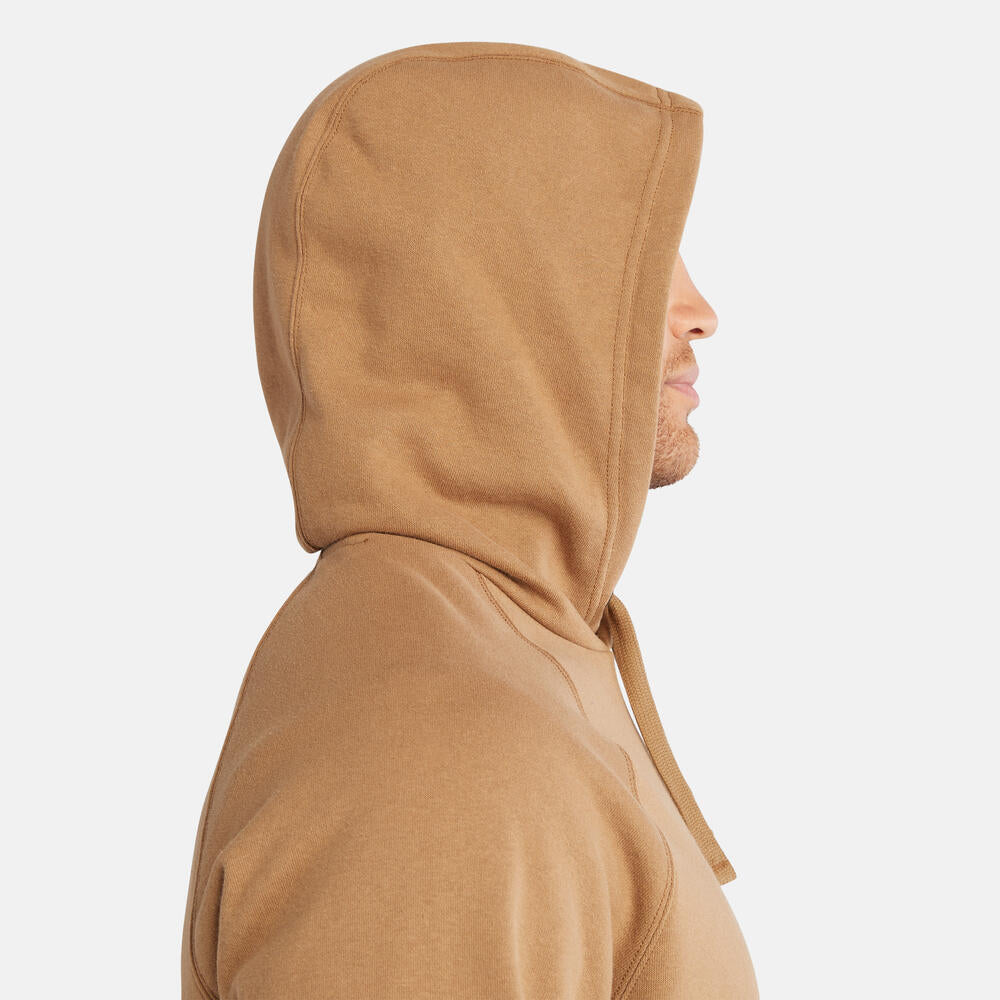 Timberland PRO Hood Honcho Sport Hoodie in Dark Wheat. Durable workwear hoodie with hidden phone pocket. Relaxed fit for comfort. Great for professionals.