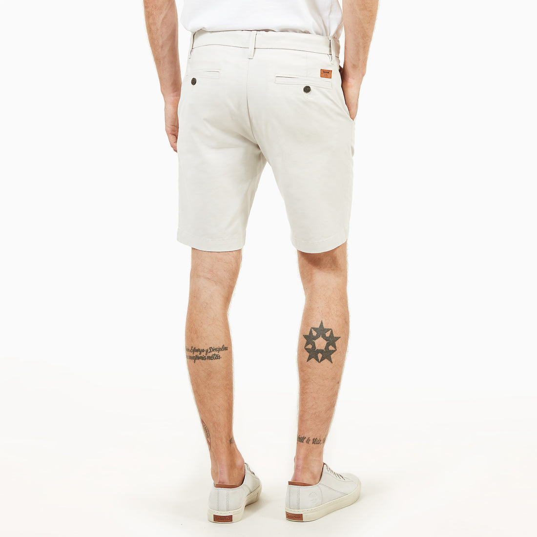 Sargent Lake Straight Leg Twill Chino Shorts For Men In Vintage White