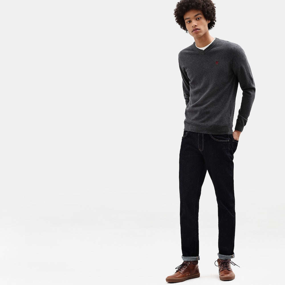 TIMBERLAND V-NECK SWEATER FOR MEN IN DARK GREY